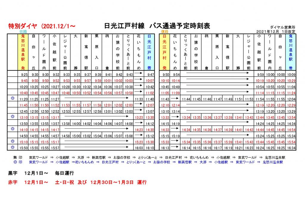 日光 江戸 村 バス 時刻 表